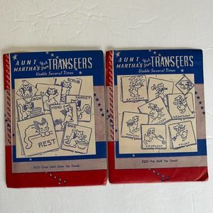 Vintage Aunt Marthas Hot Iron Transfers Cross Stitch #9222 Kittens & #9223 Pups